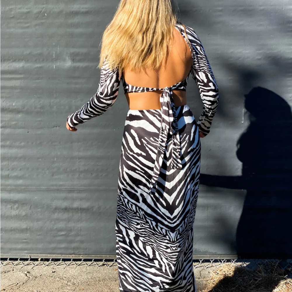 AFRM zebra print maxi dress, size S, worn 1x
